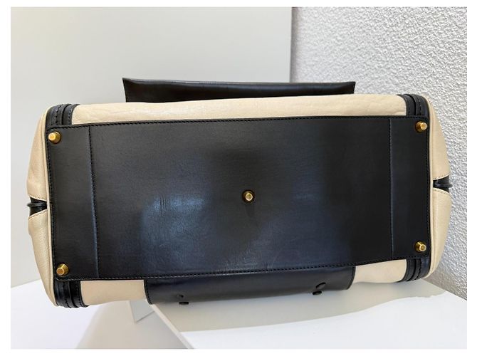 Chloé Alice Drew Leder Handtasche Bicolor Schwarz Beige - Ansicht 9