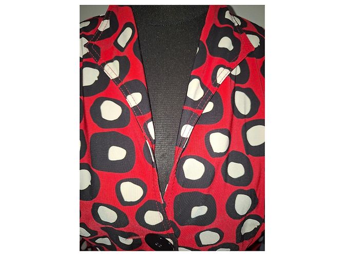 Autre Marque Chaqueta Blazer MO&Co. Estampado Abstracto Rojo Negro Blanco - vista 3
