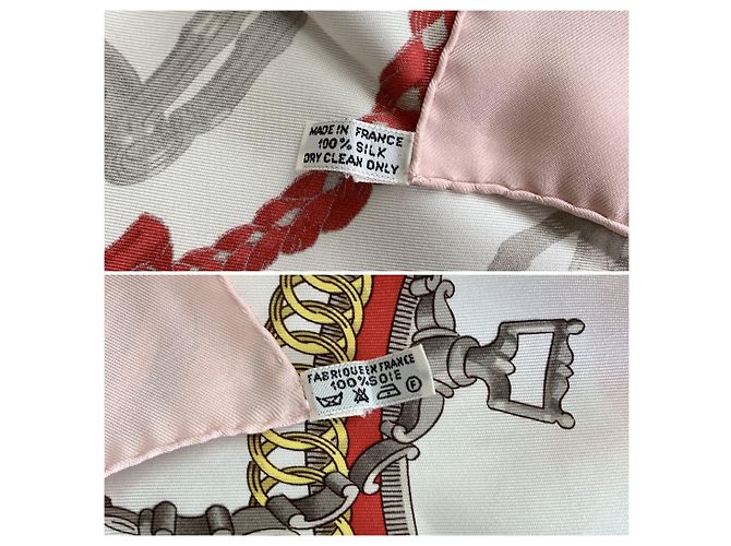Hermès Vintage Reprise Ledoux 1970 Seidentuch in Rosa und Weiß - Ansicht 6