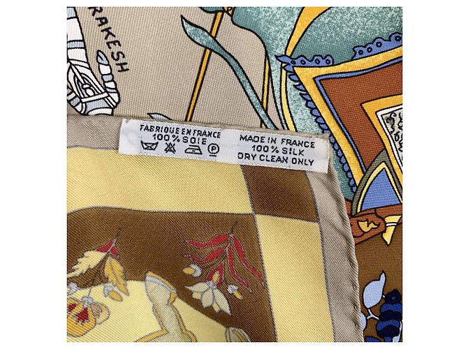 Foulard Hermès Vintage Brown Silk Fantaisies Indiennes Dubigeon - vista 6