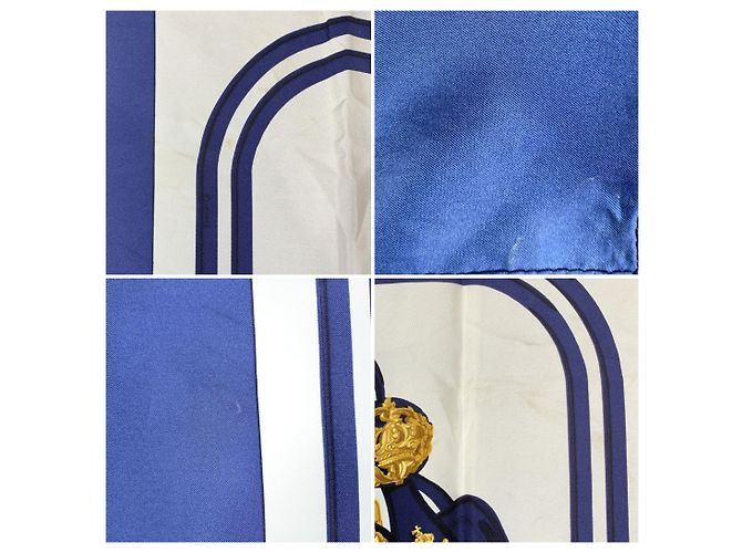 Hermès Foulard Hermes Vintage Brides de Gala 1957 Grygkar in seta blu navy - vista 4