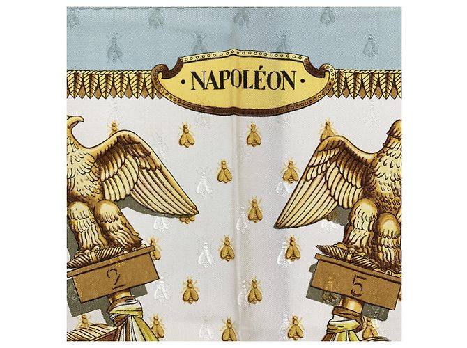Hermès Vintage Napoleon 1963 Ledoux Seidentuch aus Jacquard in Hellblau - Ansicht 2