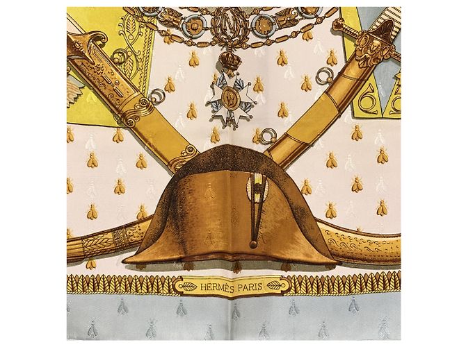 Hermès Vintage Napoleon 1963 Ledoux Seidentuch aus Jacquard in Hellblau - Ansicht 3