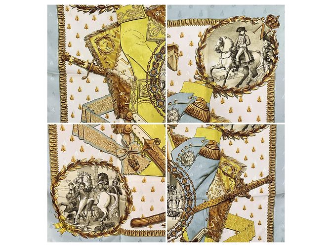 Hermès Vintage Napoleon 1963 Ledoux Seidentuch aus Jacquard in Hellblau - Ansicht 6