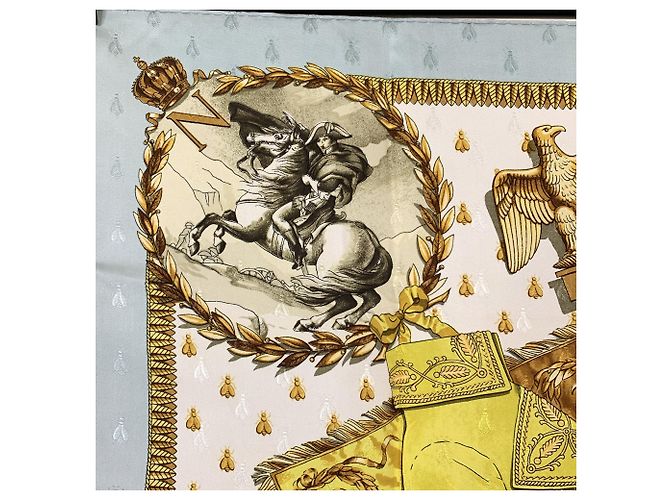 Hermès Vintage Napoleon 1963 Ledoux Seidentuch aus Jacquard in Hellblau - Ansicht 7