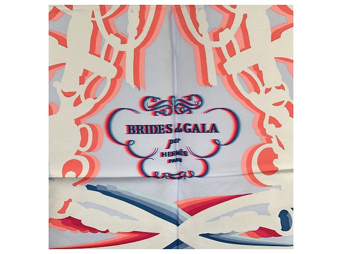 Hermès Lenço de seda Hermes Brides de Gala Shadow Azul e Fúcsia - vista 2