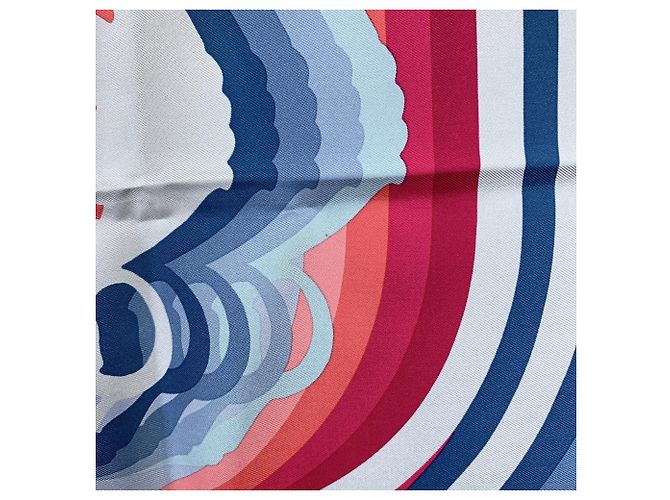 Hermès Lenço de seda Hermes Brides de Gala Shadow Azul e Fúcsia - vista 4
