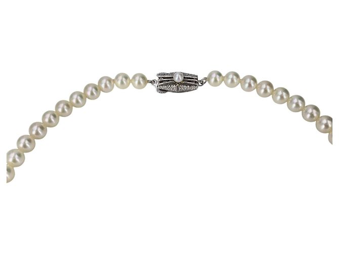 Autre Marque Collana di perle d'acqua dolce Vintage White 7mm con chiusura filigrana in argento 43cm - vista 3