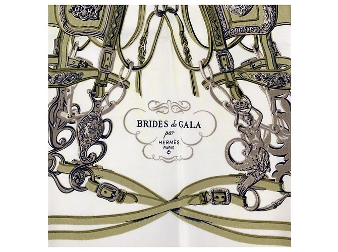 Hermès Foulard di seta Hermes Vintage Olive Green Brides de Gala Grygkar 40x40 - vista 3