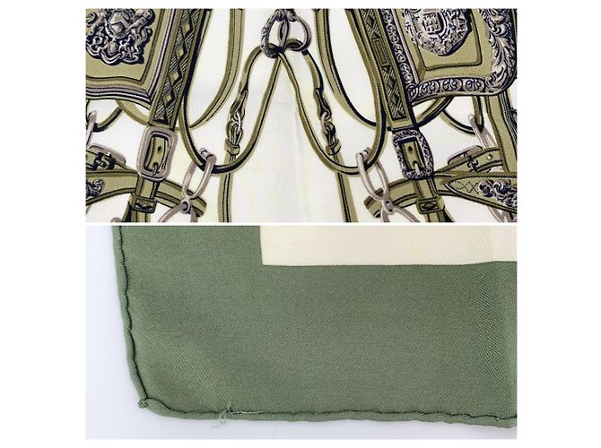 Hermès Foulard di seta Hermes Vintage Olive Green Brides de Gala Grygkar 40x40 - vista 5