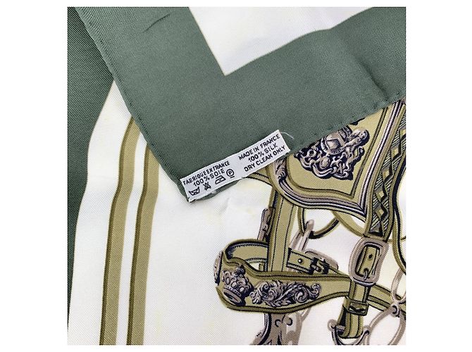 Hermès Foulard di seta Hermes Vintage Olive Green Brides de Gala Grygkar 40x40 - vista 6