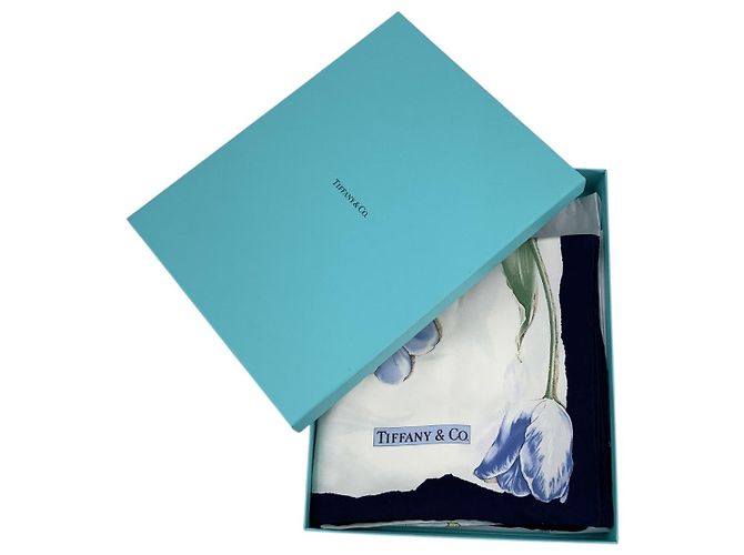 Tiffany & Co Tiffany and Co Vintage mehrfarbiges Seidentuch mit botanischem Blumenmuster 88x88 - Ansicht 2