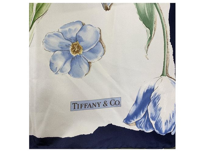 Tiffany & Co Tiffany and Co Vintage mehrfarbiges Seidentuch mit botanischem Blumenmuster 88x88 - Ansicht 3