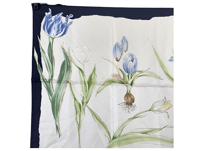 Tiffany & Co Tiffany and Co Vintage mehrfarbiges Seidentuch mit botanischem Blumenmuster 88x88 - Ansicht 4