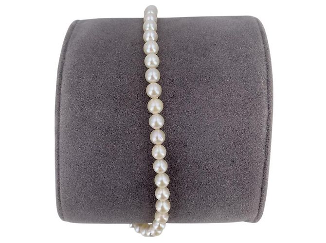 Autre Marque Bracciale di perle Akoya Vintage White 3.2mm 4.9 mm con chiusura in vernice argento - vista 2