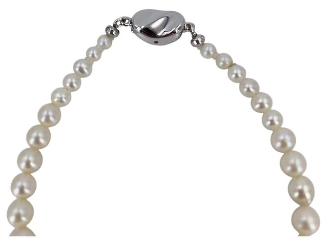 Autre Marque Bracciale di perle Akoya Vintage White 3.2mm 4.9 mm con chiusura in vernice argento - vista 3