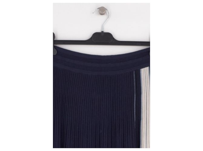 Gonna lunga plissettata in seta blu navy Eric Bompard - vista 3