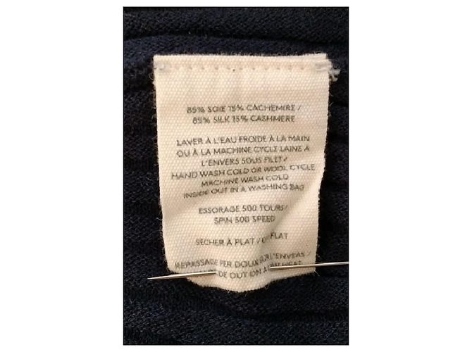 Gonna lunga plissettata in seta blu navy Eric Bompard - vista 6