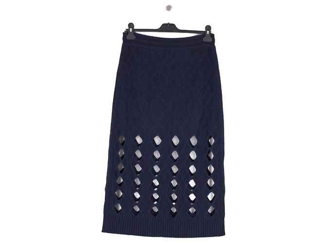 Gonna in lana blu navy Eric Bompard - vista 2