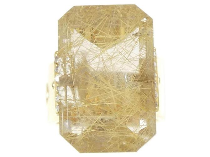 Autre Marque Bibigi Ring aus 750 Gelbgold, Rutilquarz und Diamant - Ansicht 2