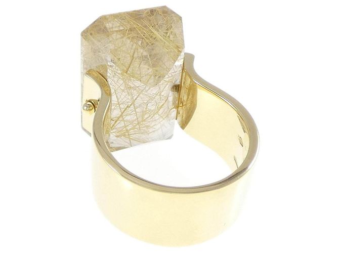 Autre Marque Bibigi Ring aus 750 Gelbgold, Rutilquarz und Diamant - Ansicht 3