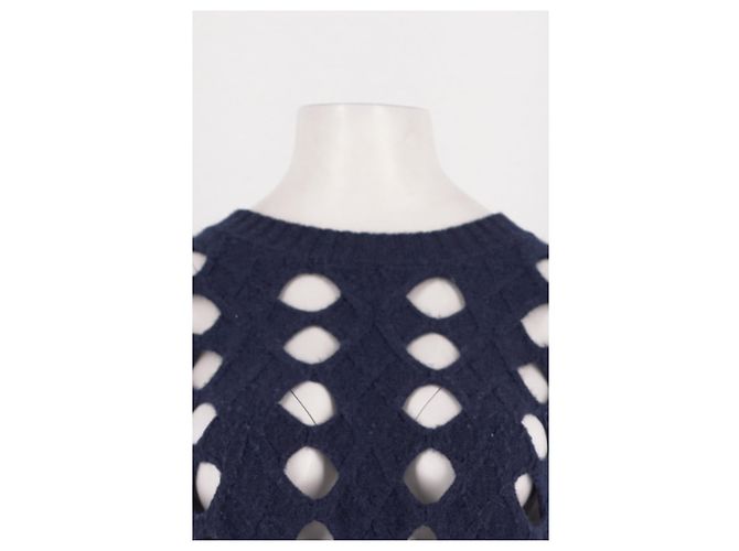 Pull sans manches en laine bleu marine Eric Bompard - vue 5