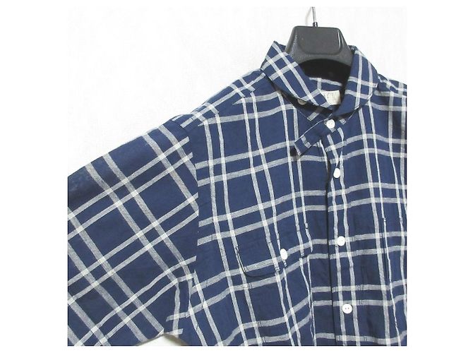 Autre Marque Camicia a maniche corte a quadri con collo rotondo in cotone e lino HAVERSACK - vista 3