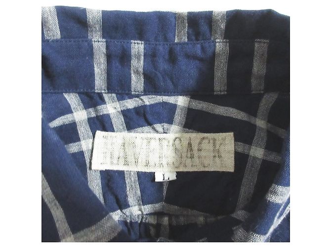 Autre Marque Camicia a maniche corte a quadri con collo rotondo in cotone e lino HAVERSACK - vista 4