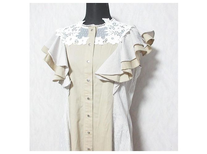 Autre Marque Vestido de mezcla de encaje Isomaterial FURFUR - vista 4