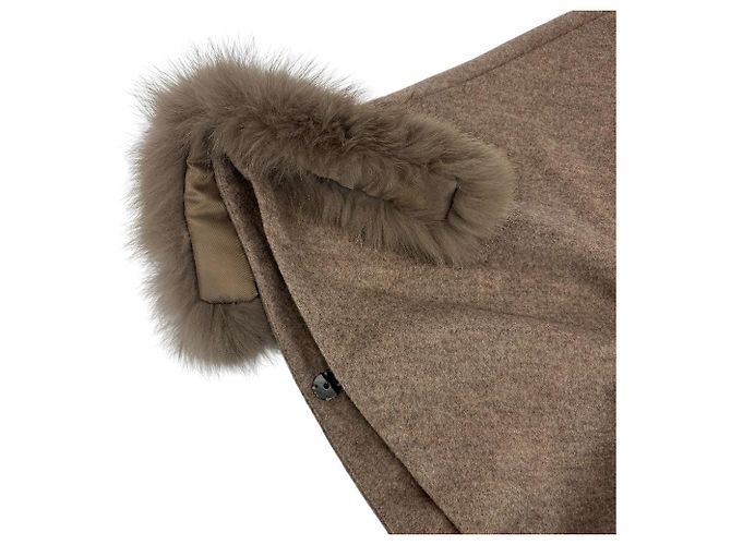 Autre Marque La MODE Fox Fur Wool Poncho Coat - view 11