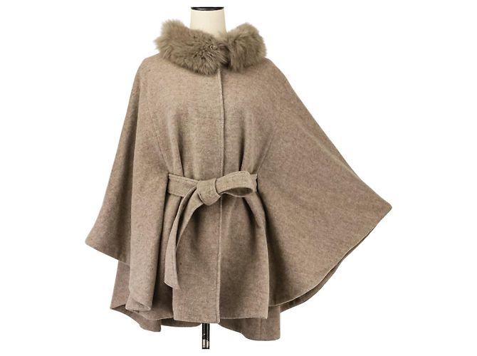 Autre Marque La MODE Fox Fur Wool Poncho Coat - view 2