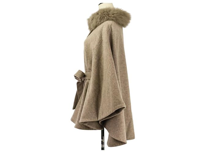 Autre Marque La MODE Fox Fur Wool Poncho Coat - view 4