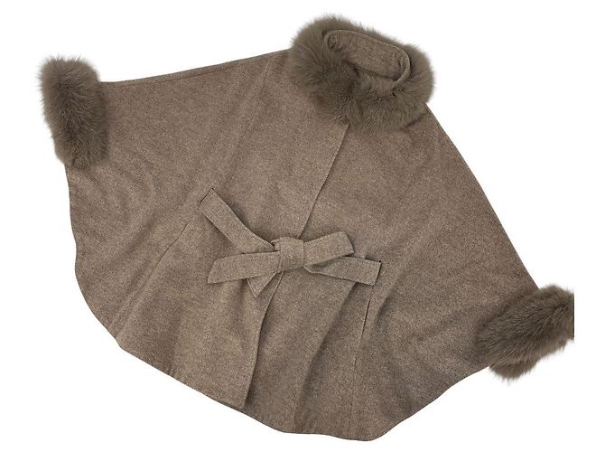 Autre Marque La MODE Fox Fur Wool Poncho Coat - view 9