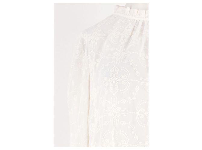 Blusa SéZane Blanca con Estampado Floral y Encaje - vista 3