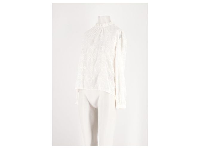 Blusa SéZane Blanca con Estampado Floral y Encaje - vista 4