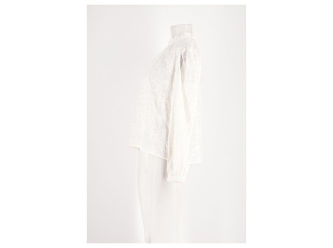 Blusa SéZane Blanca con Estampado Floral y Encaje - vista 5