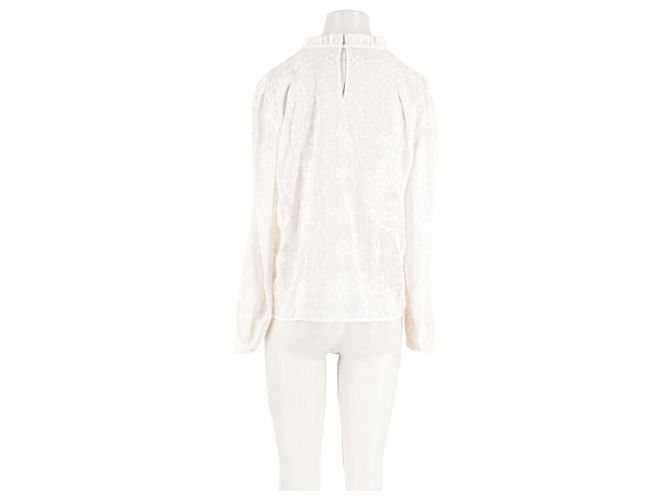 Blusa SéZane Blanca con Estampado Floral y Encaje - vista 6