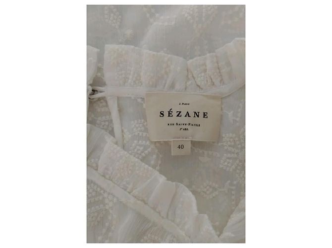 Blusa SéZane Blanca con Estampado Floral y Encaje - vista 7