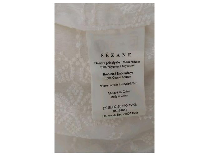 Blusa SéZane Blanca con Estampado Floral y Encaje - vista 8