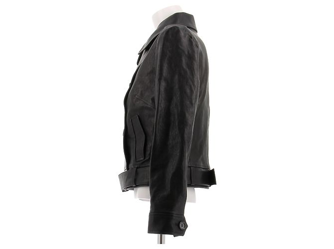 Magda Butrym Chaqueta de cuero negra - vista 4