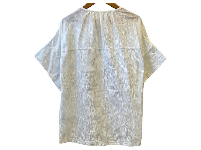 Theory luxe Seersucker Kurzarm-Bluse - Ansicht 2