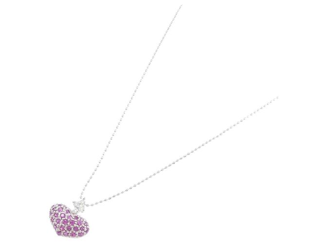 Autre Marque Halskette aus Au750 Weißgold mit Saphir und Diamant - Ansicht 2