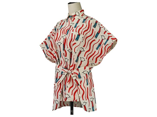 Blusa poncho de seda con estampado de labios Valentino - vista 2