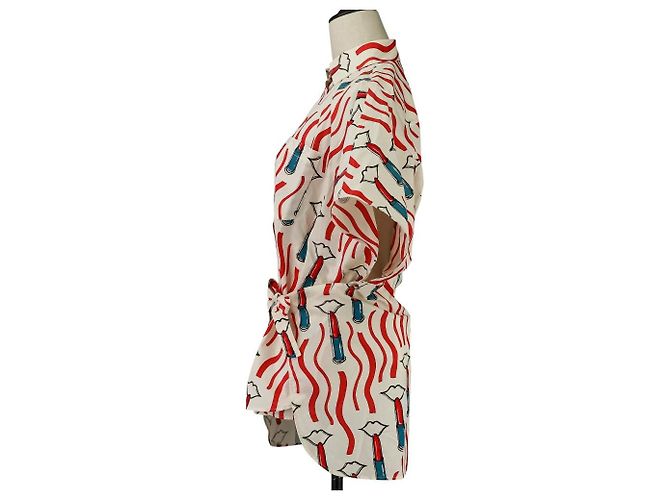 Blusa poncho de seda con estampado de labios Valentino - vista 3