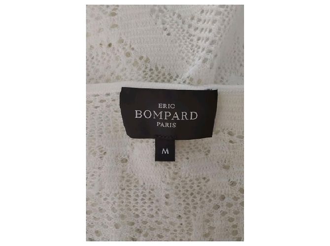Maglione Eric Bompard in cotone bianco con scollo a V e pizzo - vista 7