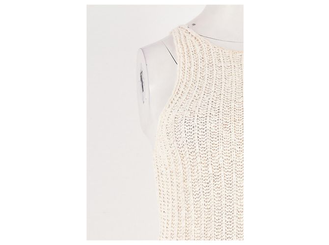 Tod's Ärmelloses weißes Strickkleid kurz - Ansicht 6