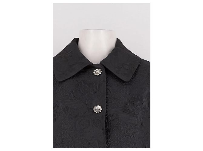 Autre Marque Giacca corta nera CUSTOMMADE con fantasia floreale - vista 3