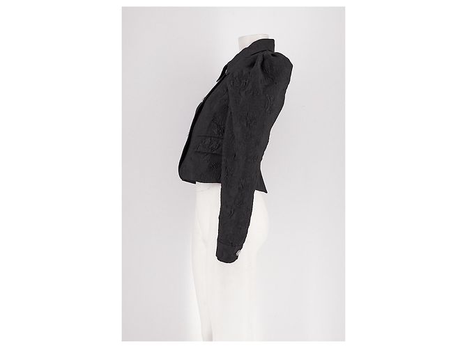 Autre Marque Giacca corta nera CUSTOMMADE con fantasia floreale - vista 6
