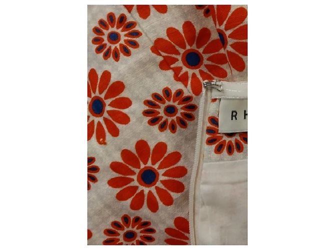Autre Marque Vestido de lino blanco estampado - vista 5