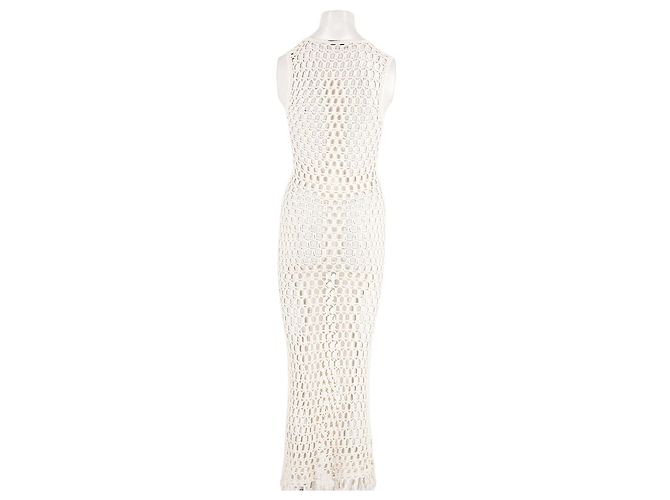 Autre Marque Vestido maxi de ganchillo blanco MARYSIA con flecos - vista 2
